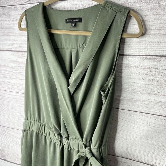 Banana Replublic Jumpsuit 100% Lyocell Sage Green Side Zipper women's sz 14 FLAW - Picture 4 of 12